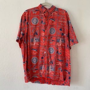 Vintage Ke Nui Budweiser Hawaiian Button Down Cotton Shirt Large